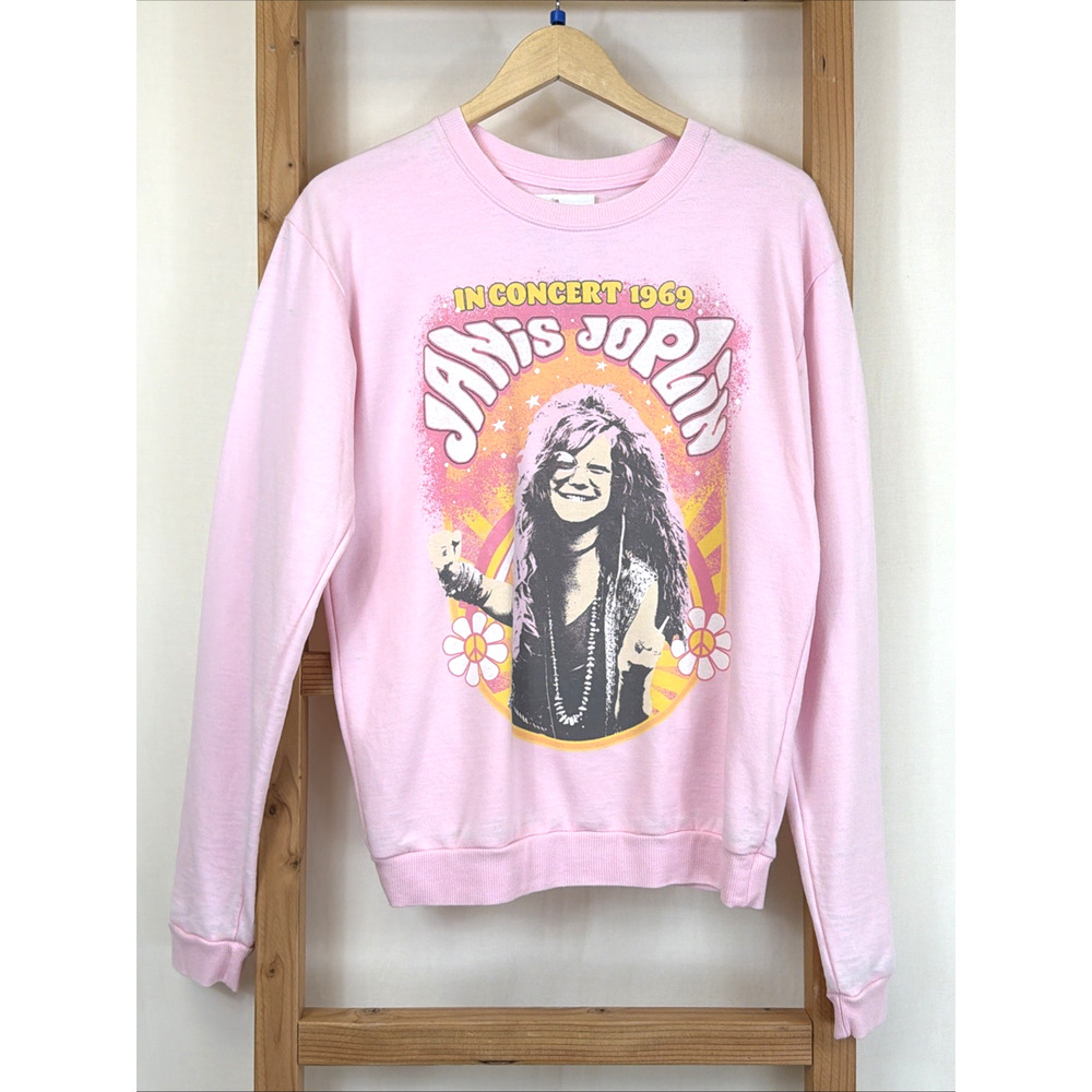 NWT Recycled Karma Pink Janis Joplin Screen Print Fleece Top #1408 Size XS - Picture 1 of 7